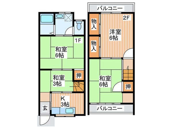 寝屋川市御幸東町貸家の物件間取画像